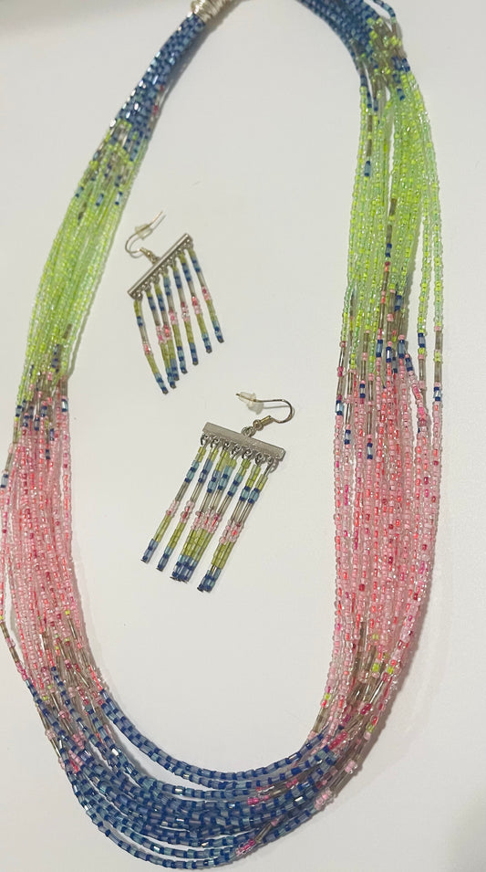 Multi-Strand Hand Beaded Necklace Set