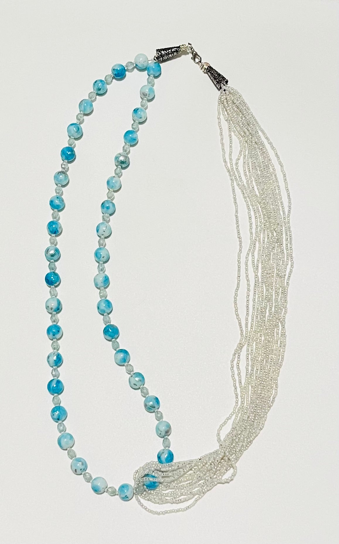 Light Blue & White Beaded Necklace