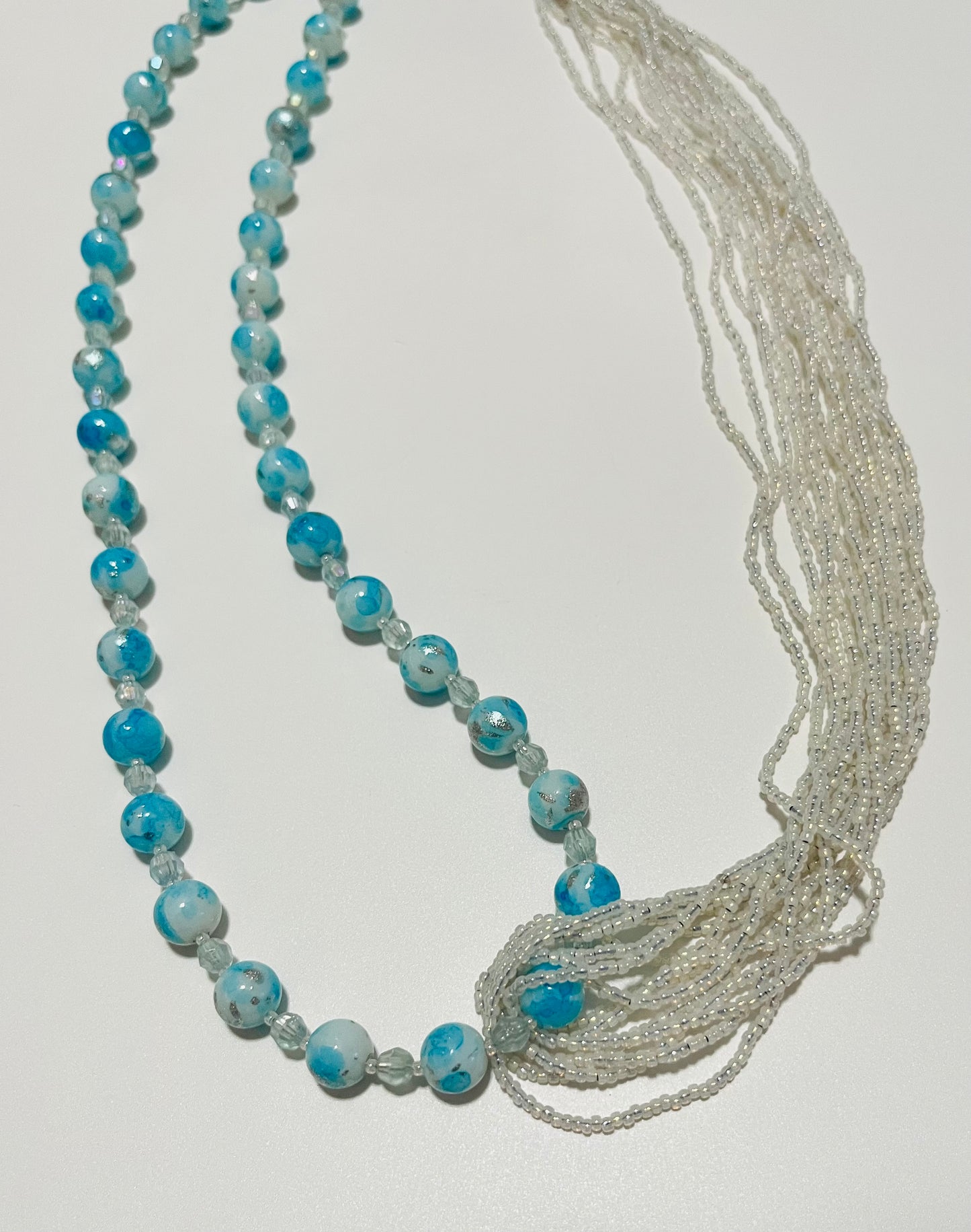 Light Blue & White Beaded Necklace