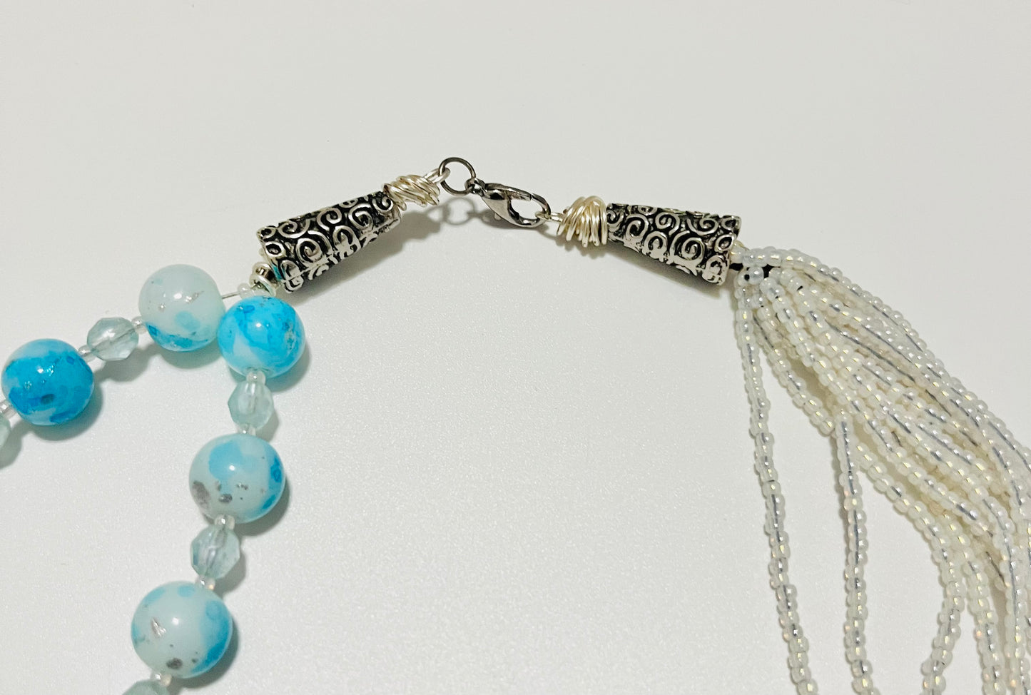 Light Blue & White Beaded Necklace