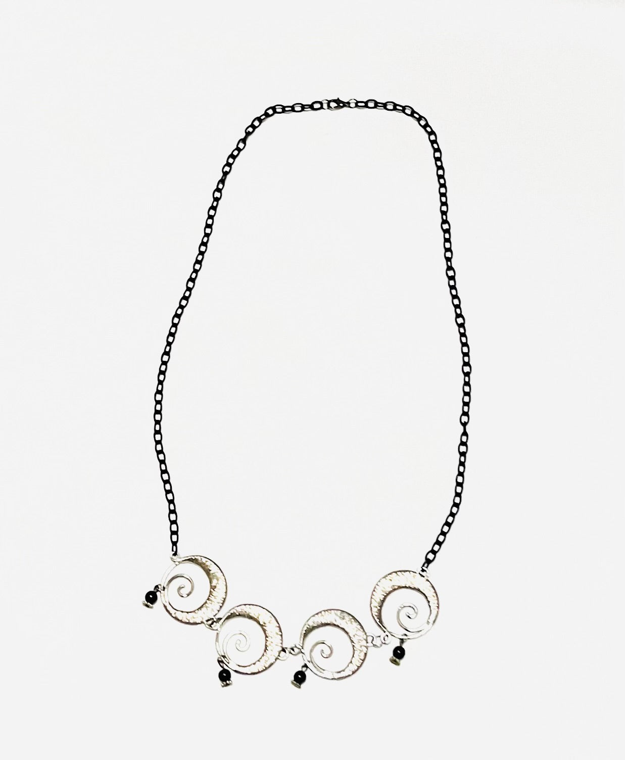 Black Chain with Silver Pendant Necklace