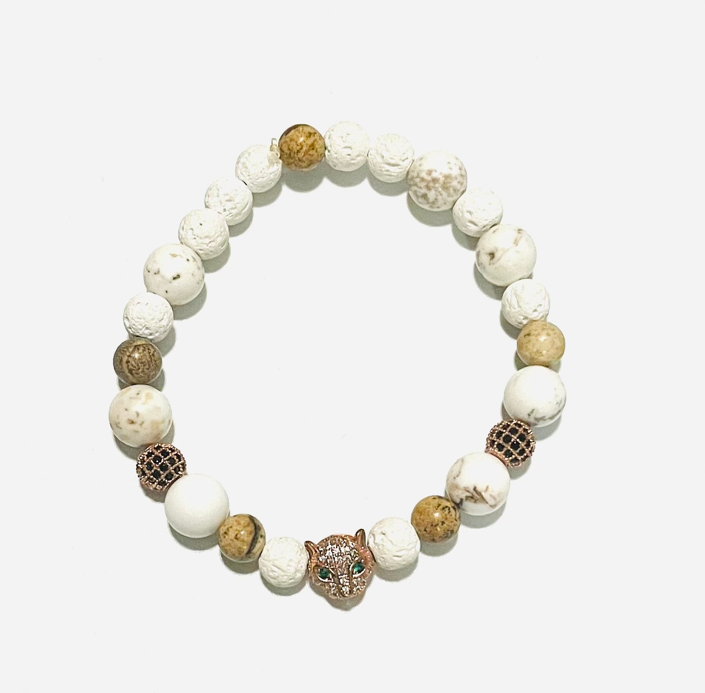 White Lava Rock and African Jade Embellished Bracelet