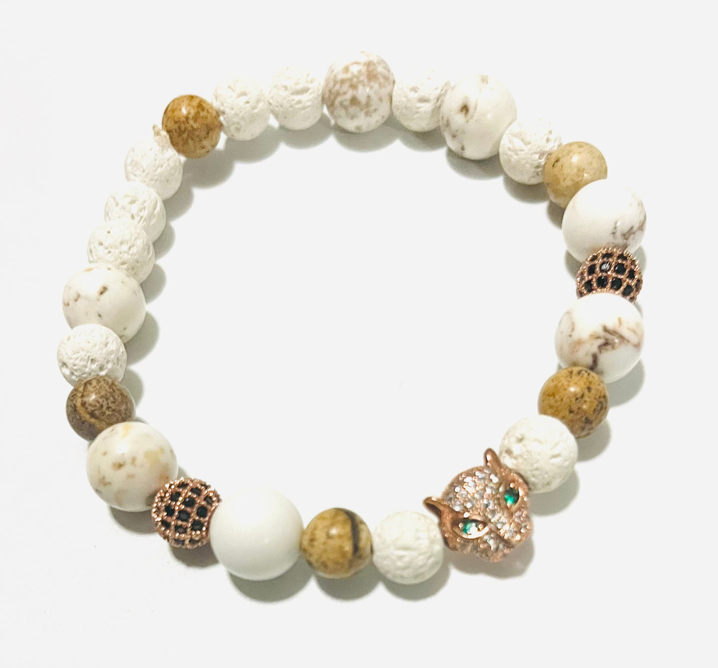 White Lava Rock and African Jade Embellished Bracelet