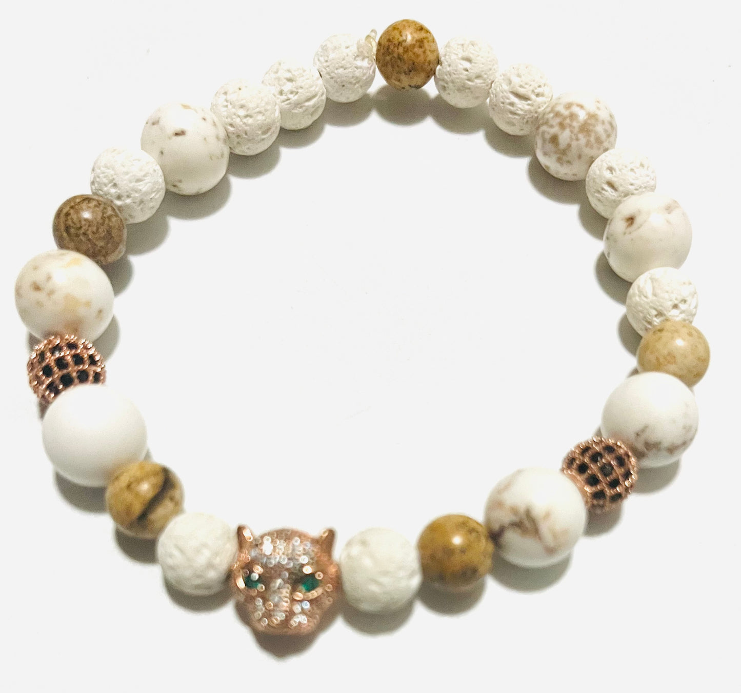 White Lava Rock and African Jade Embellished Bracelet