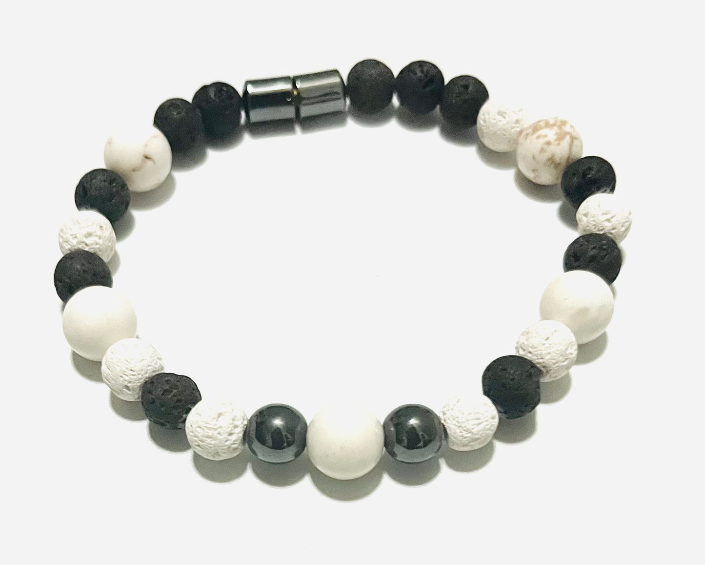 Lava Rock and Magnesite Beaded Bracelet