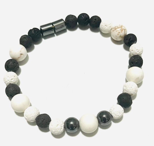 Lava Rock and Magnesite Beaded Bracelet