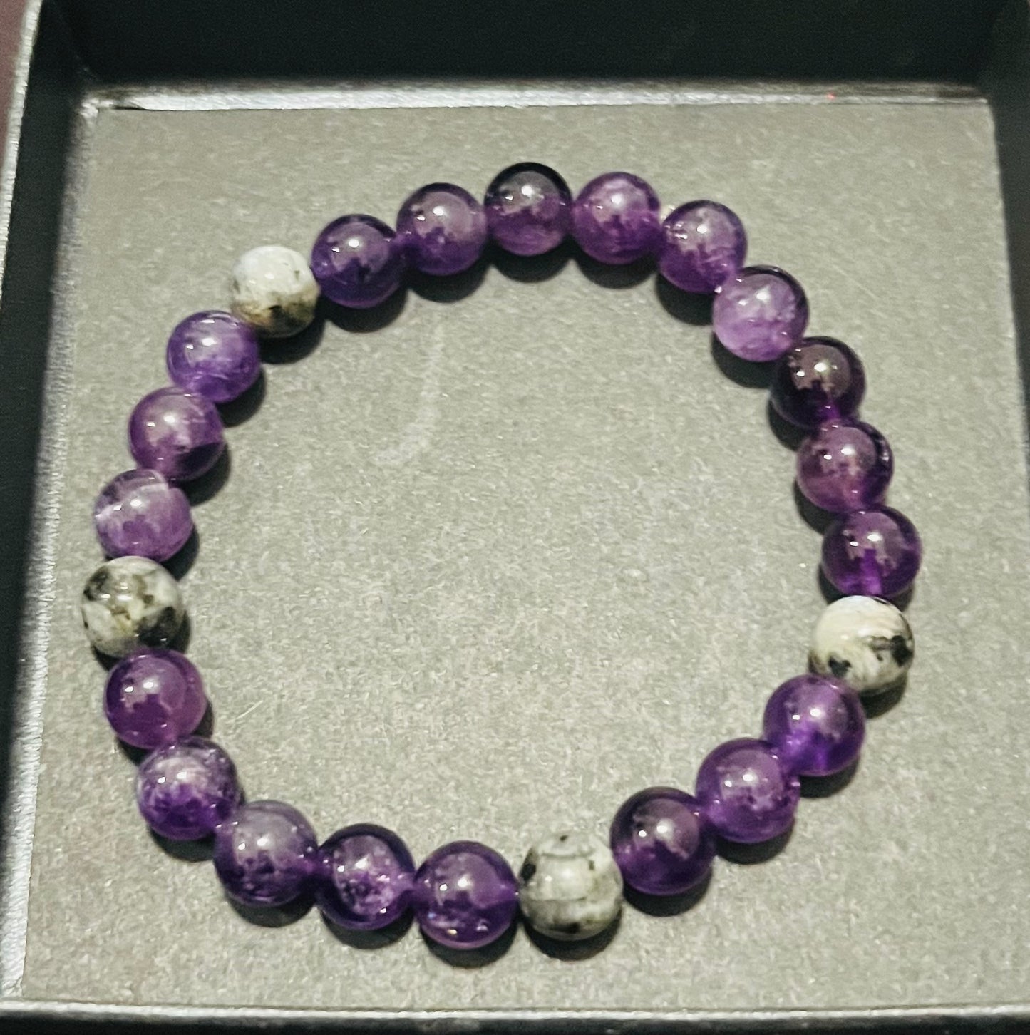 Amethyst & Larvikite Bracelet