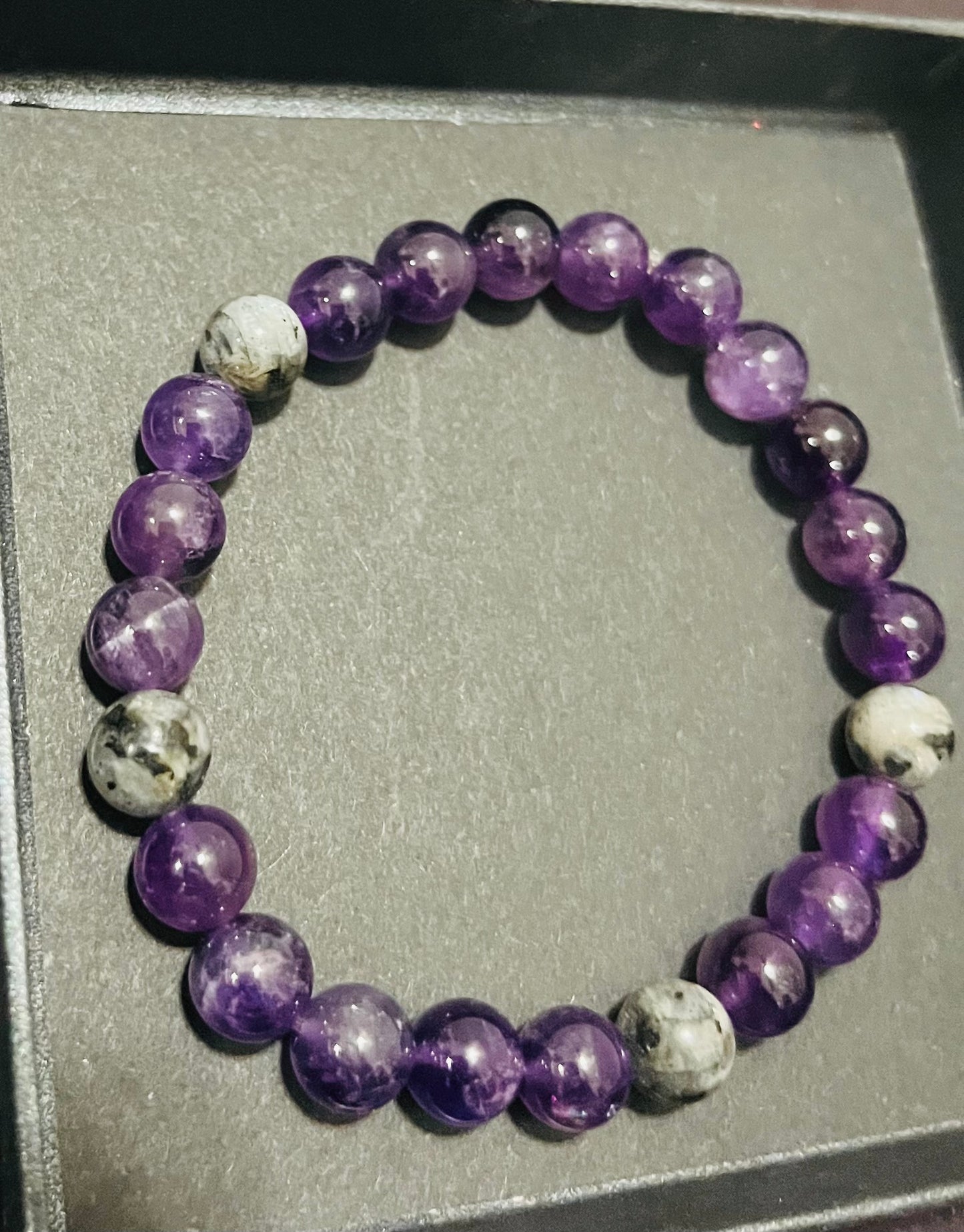 Amethyst & Larvikite Bracelet